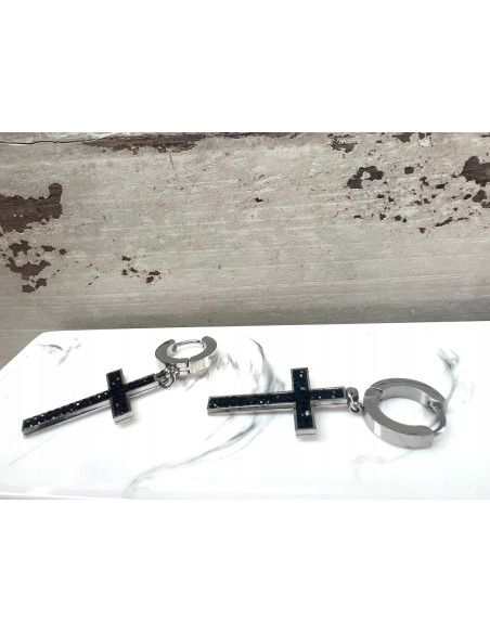 Kolczyki krzyże ze stali chirurgicznej Lolita Accessories srebrny