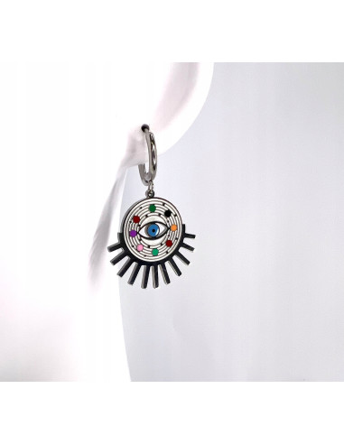 Kolczyki Boho Oko Proroka ze stali chirurgicznej Lolita Accessories srebrny