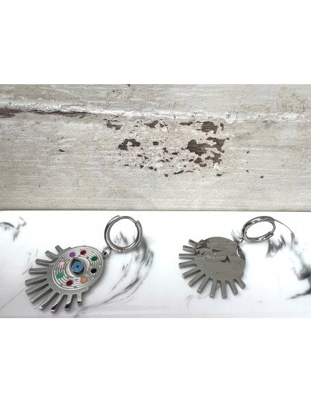 Kolczyki Boho Oko Proroka ze stali chirurgicznej Lolita Accessories srebrny