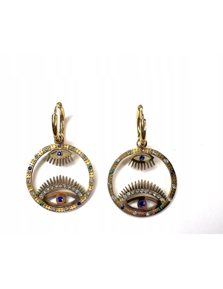 Kolczyki Boho Oko Proroka ze stali chirurgicznej Lolita Accessories złote