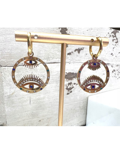 Kolczyki Boho Oko Proroka ze stali...