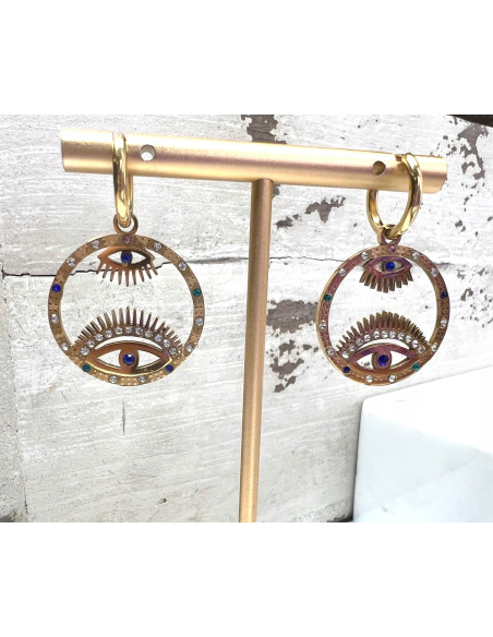 Kolczyki Boho Oko Proroka ze stali chirurgicznej Lolita Accessories złote