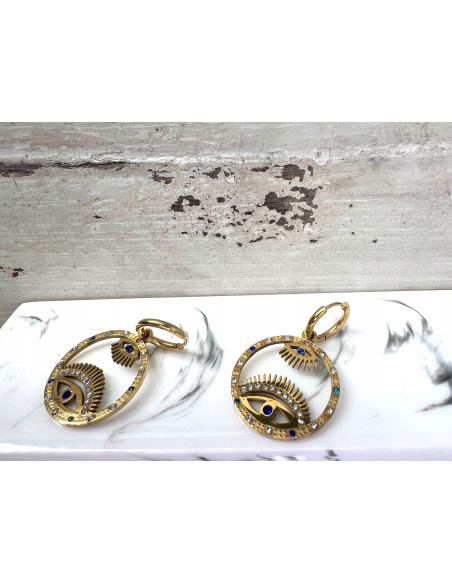 Kolczyki Boho Oko Proroka ze stali chirurgicznej Lolita Accessories złote