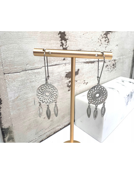 Kolczyki ze stali chirurgicznej Lolita Accessories srebrne Łapacz snów