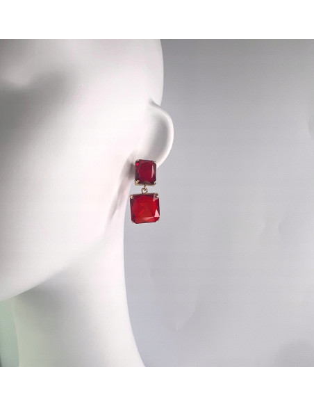 Kolczyki czerwone kamienie sztyft srebro 925 Lolita Accessories