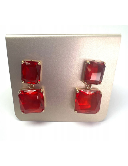 Kolczyki czerwone kamienie sztyft srebro 925 Lolita Accessories
