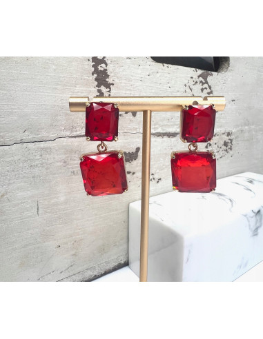 Kolczyki czerwone kamienie sztyft srebro 925...