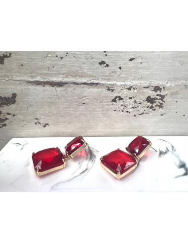 Kolczyki czerwone kamienie sztyft srebro 925...