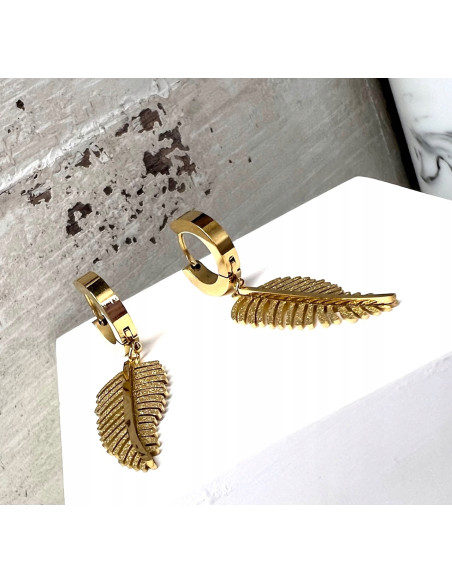 Kolczyki ze stali chirurgicznej Lolita Accessories złote Listek