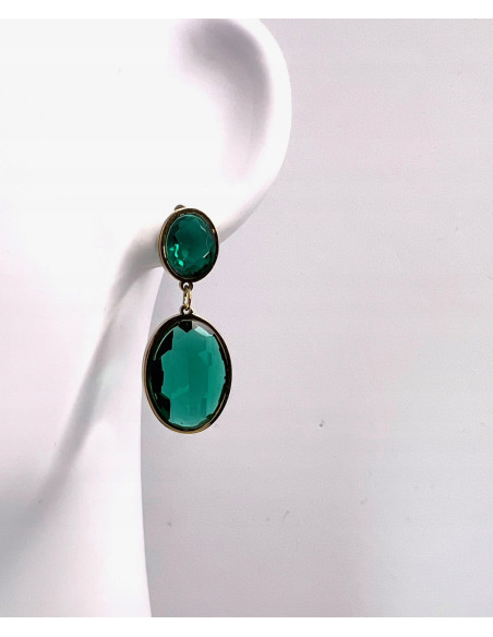 Kolczyki ze stali chirurgicznej Lolita Accessories zielone oczka