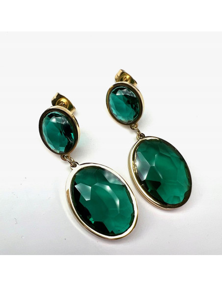 Kolczyki ze stali chirurgicznej Lolita Accessories zielone oczka