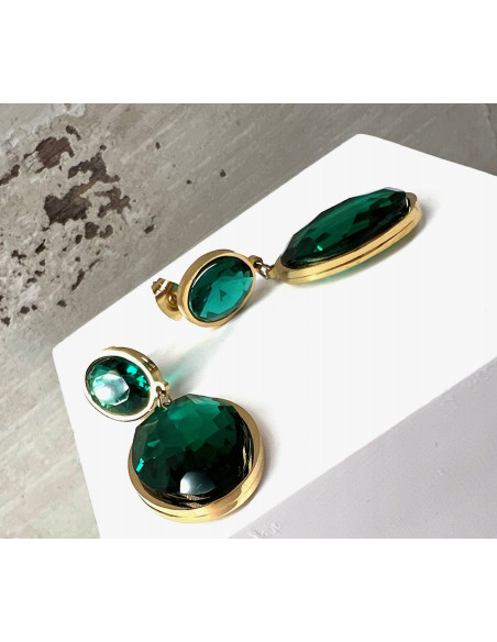 Kolczyki ze stali chirurgicznej Lolita Accessories zielone oczka