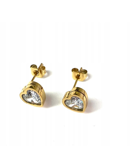 Kolczyki ze stali chirurgicznej Lolita Accessories złote z cyrkoniami SERCA