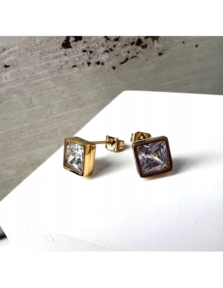 Kolczyki ze stali chirurgicznej Lolita Accessories złote z cyrkoniami