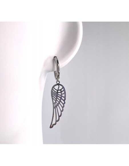 Kolczyki ze stali chirurgicznej Lolita Accessories srebrne Skrzydła