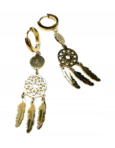 Kolczyki ze stali chirurgicznej Lolita Accessories złote Łapacz Snów