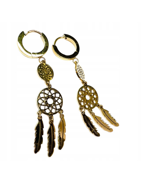 Kolczyki ze stali chirurgicznej Lolita Accessories złote Łapacz Snów