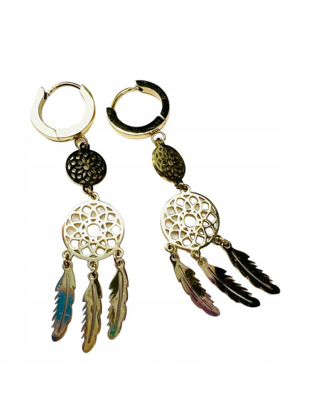 Kolczyki ze stali chirurgicznej Lolita Accessories złote Łapacz Snów