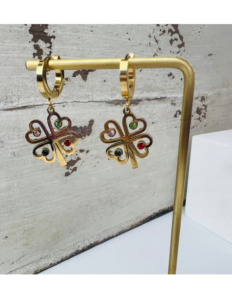 Kolczyki ze stali chirurgicznej Lolita Accessories złote Koniczynki