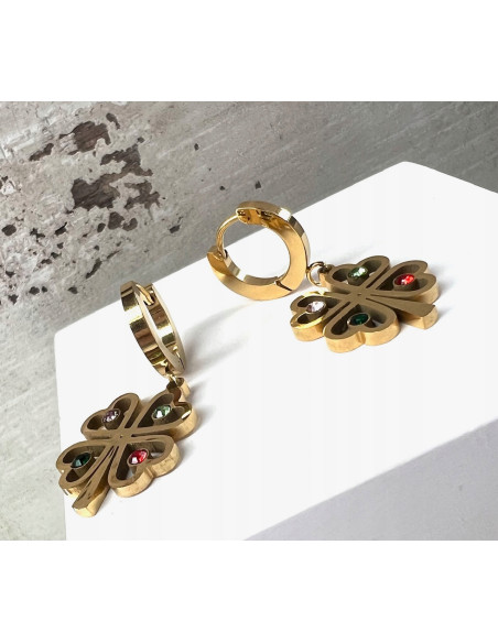 Kolczyki ze stali chirurgicznej Lolita Accessories złote Koniczynki