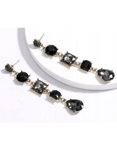 Kolczyki Lolita Accessories cyrkonie kamienie Grafitowe