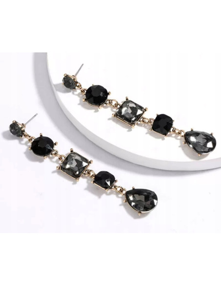 Kolczyki Lolita Accessories cyrkonie kamienie Grafitowe