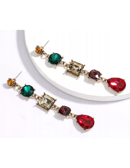 Kolczyki Lolita Accessories cyrkonie kamienie kolorowe