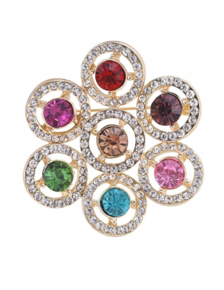 Broszka Brocha Lolita Accessories kolorowa kamienie Kolorowy Kwiat Rozeta