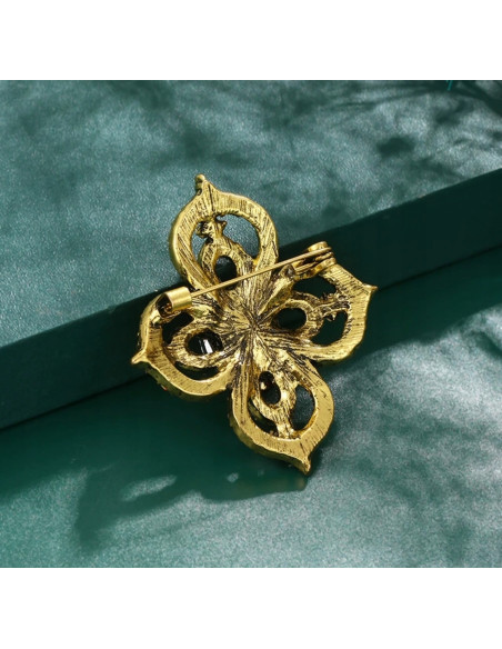 Broszka ozdobna Lolita Accessories czerwona z kamieniami Kwiat