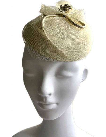Fascynator na głowę Stroik na głowę Toczek beżowy, ecru
