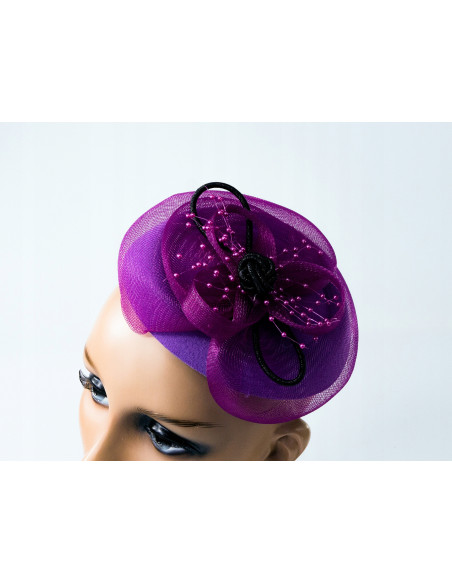 Fascynator na głowę Stroik na głowę Toczek fioletowy KAPELUSIK