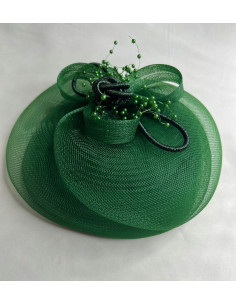 Fascynator na głowę , elegancki Toczek , Stroik zielony 2