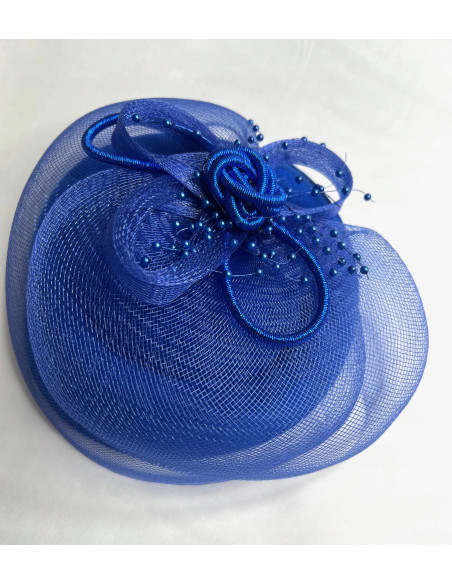 Fascynator na głowę , elegancki Toczek , Stroik niebieski
