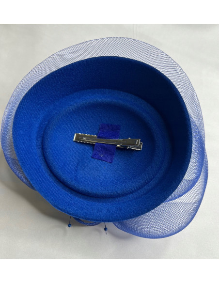 Fascynator na głowę , elegancki Toczek , Stroik niebieski