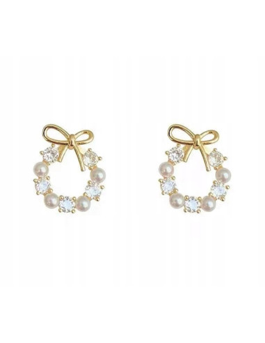 Kolczyki złote Lolita Accessories srebrny sztyft 925 Wianki z kokardką
