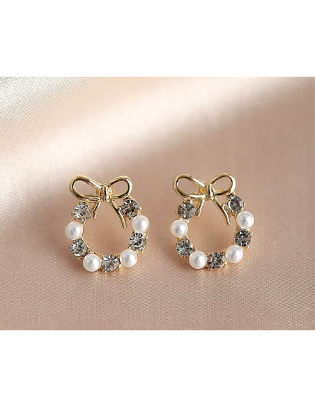 Kolczyki złote Lolita Accessories srebrny sztyft 925 Wianki z kokardką