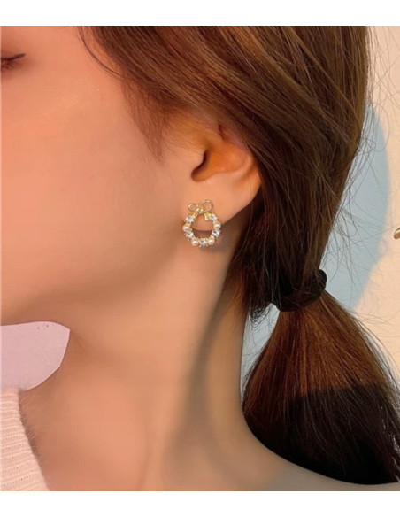 Kolczyki złote Lolita Accessories srebrny sztyft 925 Wianki z kokardką