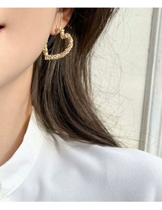 Kolczyki Lolita Accessories Srebrny sztyft "925" Złote Serce 2