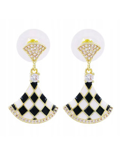 Kolczyki Lolita Accessories Srebrny sztyft "925" szachownica