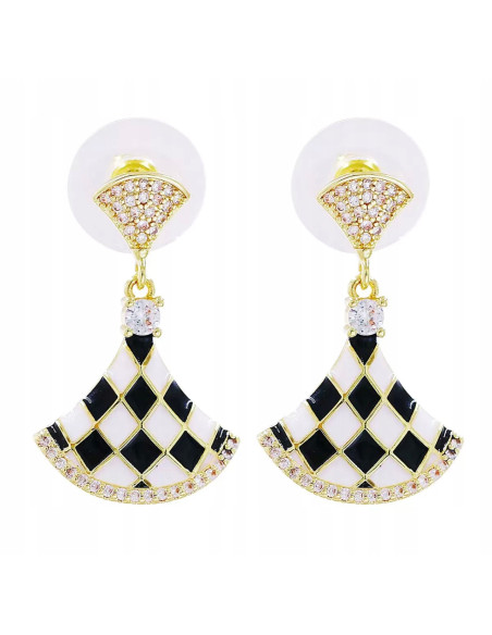 Kolczyki Lolita Accessories Srebrny sztyft "925" szachownica