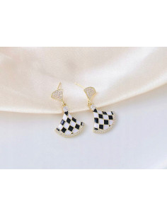 Kolczyki Lolita Accessories Srebrny sztyft "925" szachownica 2