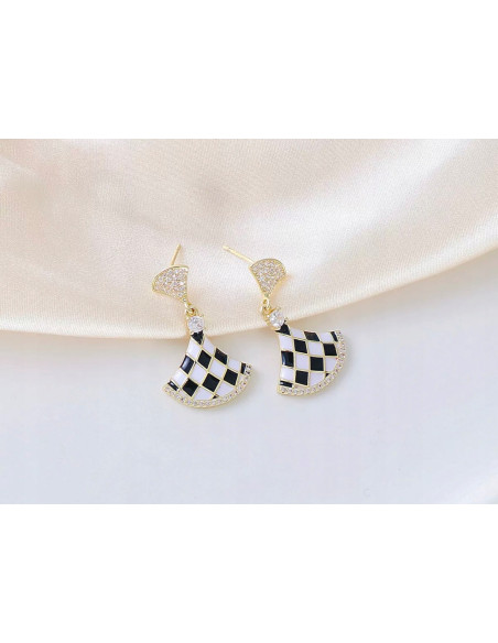 Kolczyki Lolita Accessories Srebrny sztyft "925" szachownica