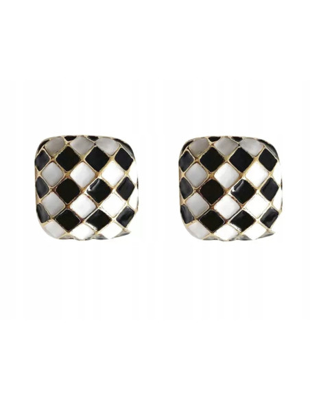 Kolczyki Lolita Accessories Srebrny sztyft "925" Szachownica