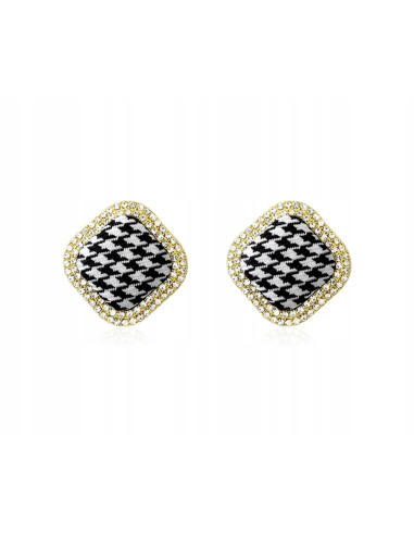 Kolczyki Lolita Accessories Srebrny sztyft "925" Szachownica
