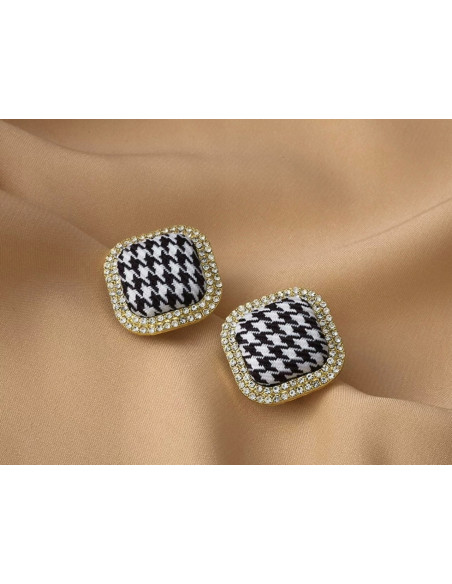 Kolczyki Lolita Accessories Srebrny sztyft "925" Szachownica