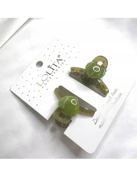 Zestaw ZIELONYCH klamerek 2 SZTUKI Serduszka Serduszko Lolita Accessories