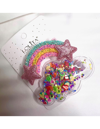 Spinki Lolita Accessories wielokolorowy Zestaw 2 SZTUKI TĘCZA