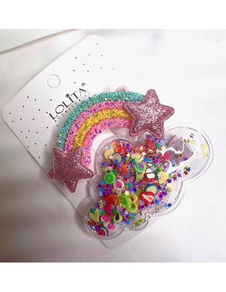 Spinki Lolita Accessories wielokolorowy Zestaw 2 SZTUKI TĘCZA