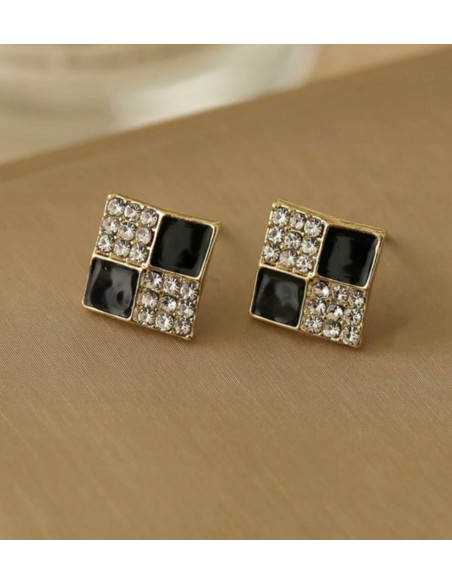 Kolczyki Szachownica srebrny sztyft 925 Lolita Accessories