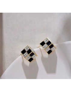 Kolczyki Szachownica srebrny sztyft 925 Lolita... 2